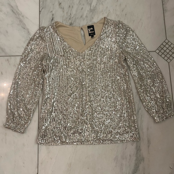 Silver glitter blouse size xxsmall - Picture 1 of 5